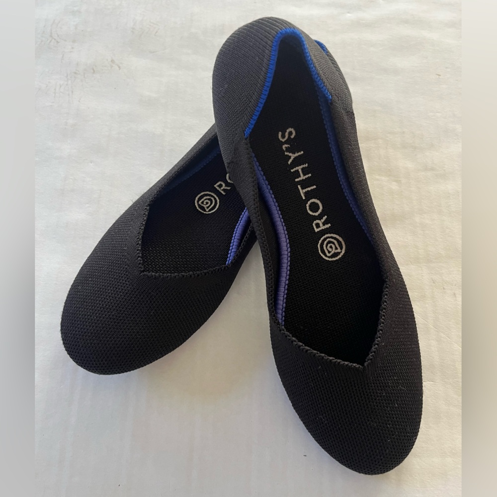 Rothy's Charcoal Flats with Blue Accent